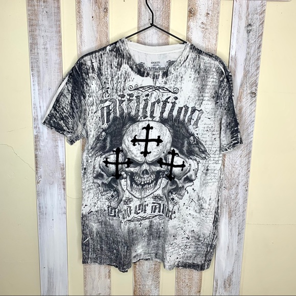 Affliction Dead or Alive Cross Distressed T-shirt